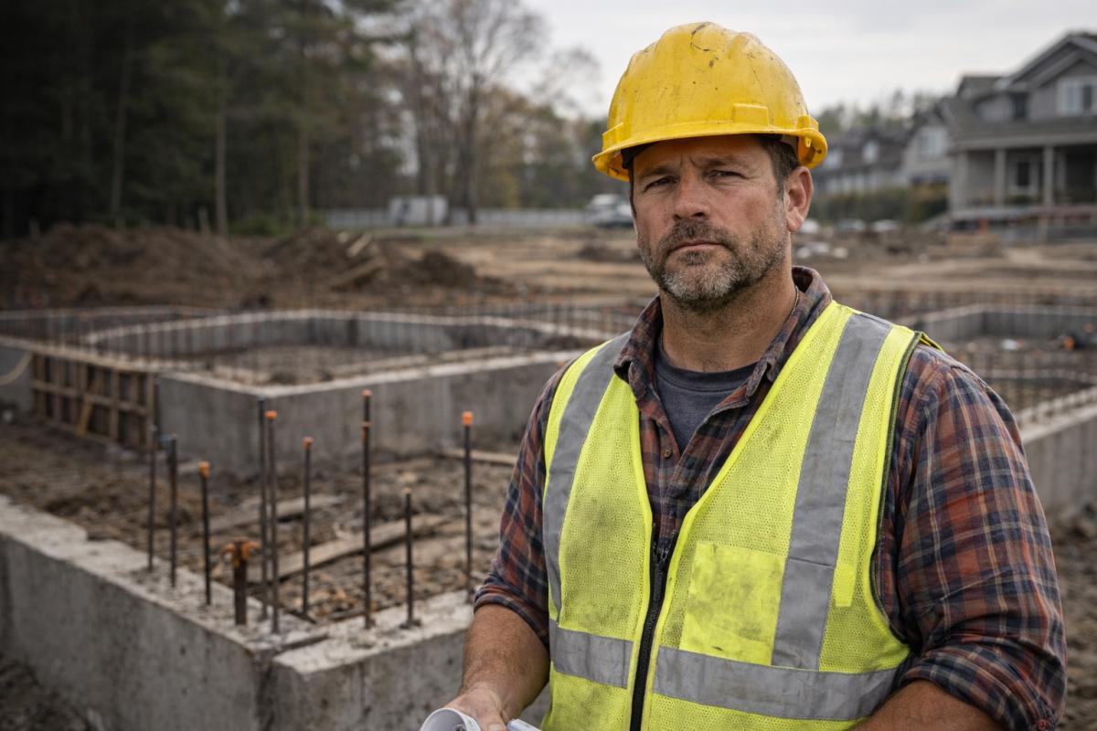 Experienced construction foreman standing on a residential jobsite