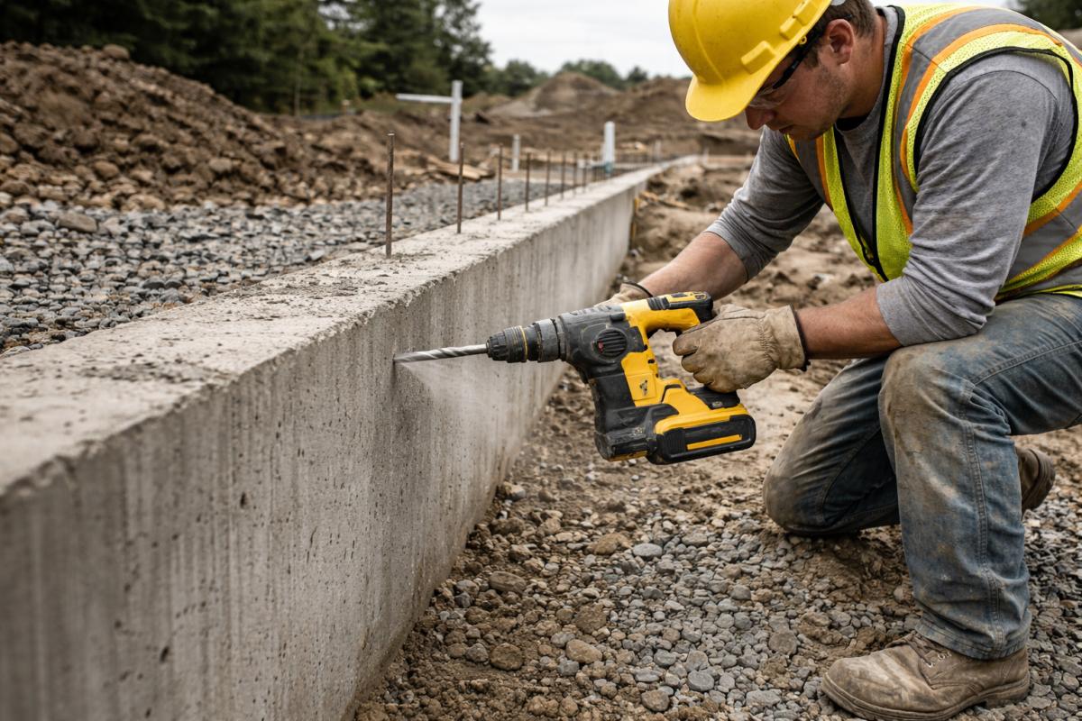 Cordless rotary hammer drill for concrete work