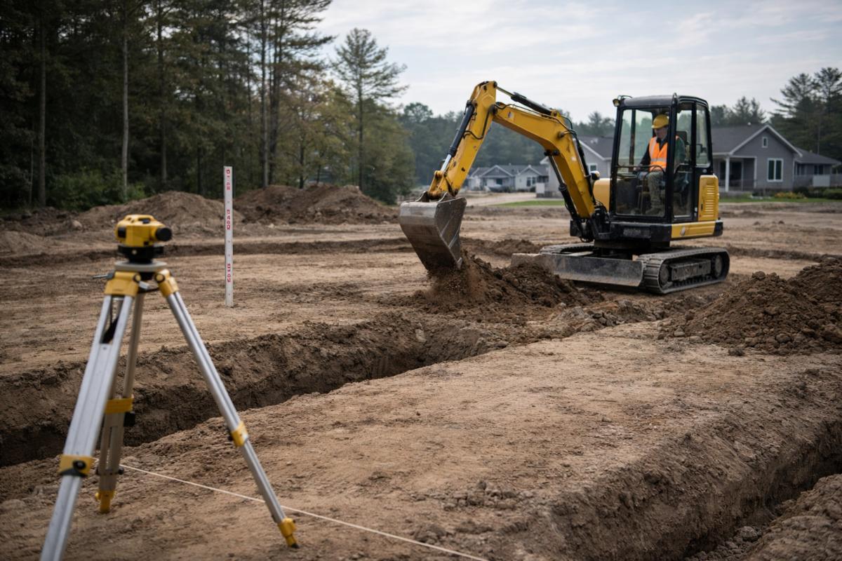 Site prep and excavation work on a residential jobsite