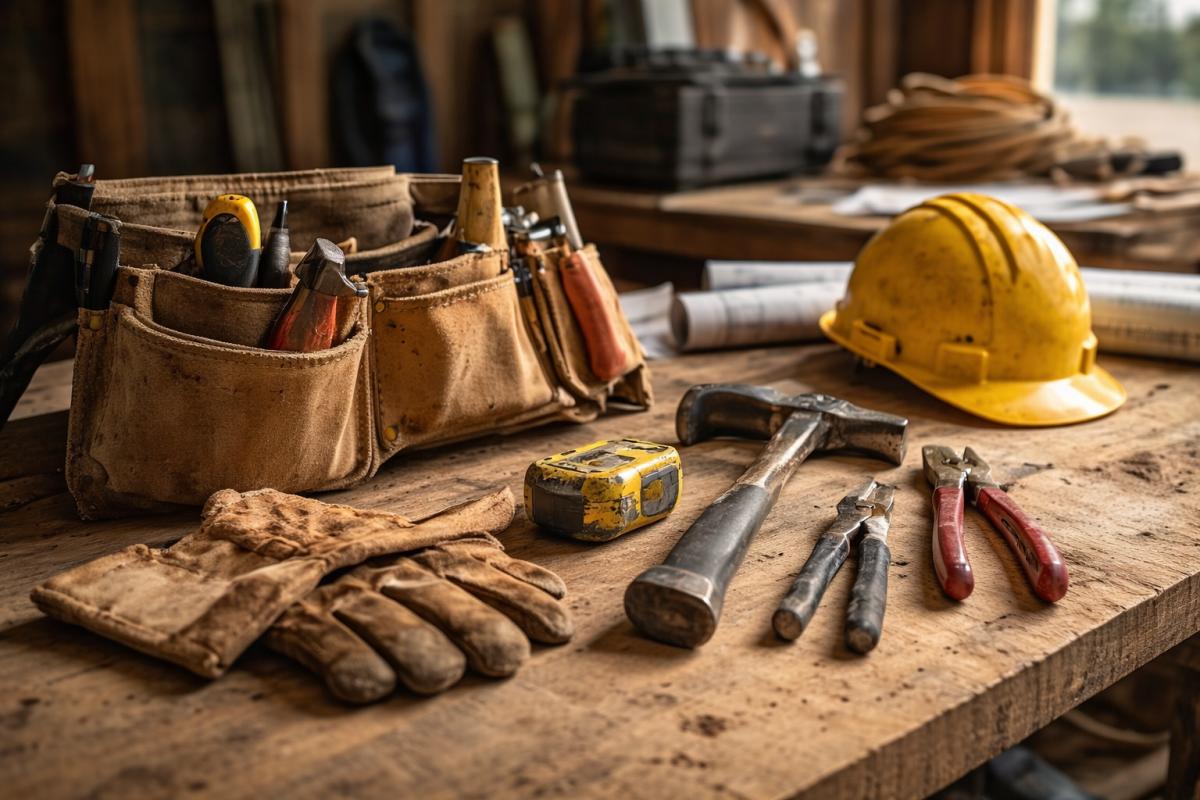 Construction tools and gear for residential building work